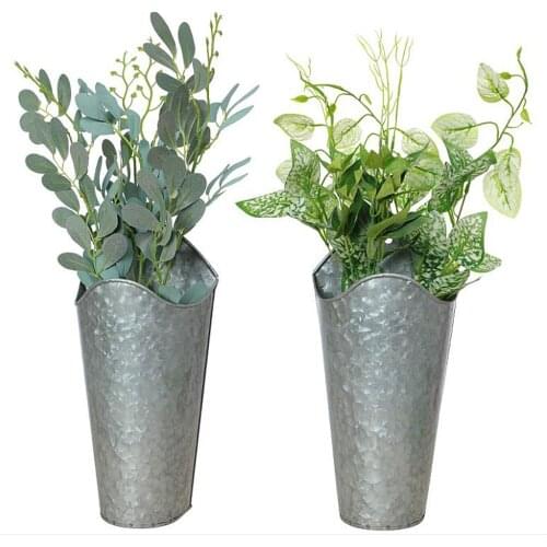 Pot Flower Home Decor Metal Flowerpot Hanging Garden Plant Basket Vase Bucket Wrought Iron Frame Decoration Retro Wall Planter