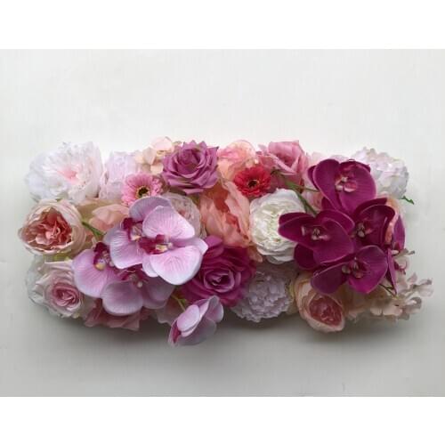 Artificial FlowerWall Hot Rose Orchids Pink Peony Fake Flowers Runner For Wedding Party Backdrop Decoration