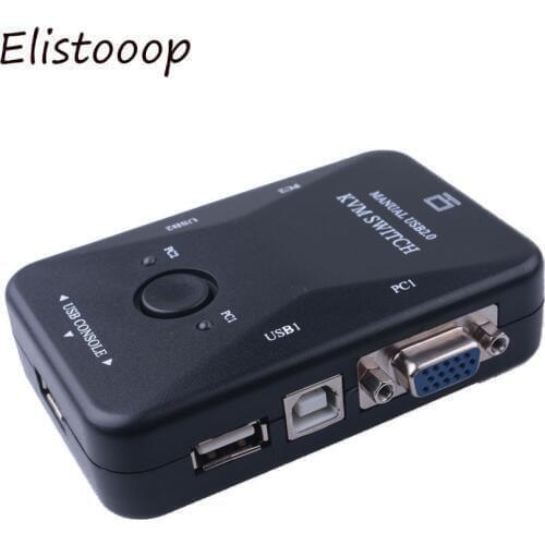 KVM Switch Box Monitor Switches Box 2 Port VGA SVGA Switcher Box USB 2.0 Mouse Keyboard 1920*1440