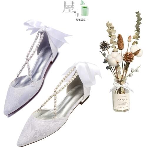 MarHermoso Womens Lace Up Cute Elegant Bridal Wedding Flats Party Shoes