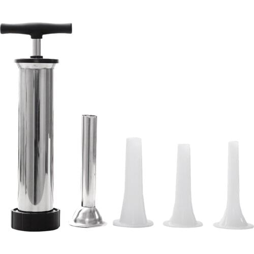 HOT-Stainless Steel Sausage Filling Machine Syringe Meat Kitchen Tool Manual Sausage Hot Dog Machine