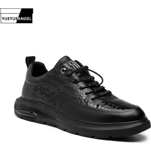 New Mens Genuine Leather Casual Shoes Round Toe Breathable Low-Top Cowhide Korean Style Fashion Outdoor Black Active Shoes