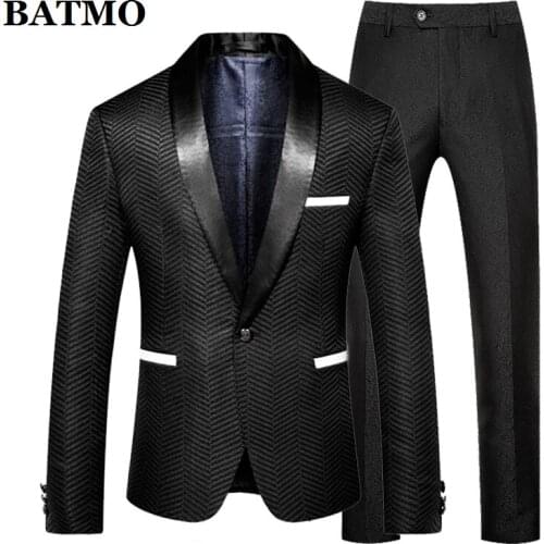 BATMO 2020 new arrival high quality fashion black suits men,mens wedding dress suits, plus-size 90090