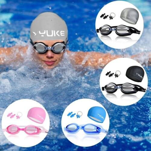 YUKE Anti-fog Waterproof Optical Glasses Goggles Swimming Cap with Ear Protection Adult Children Swimming Goggles New