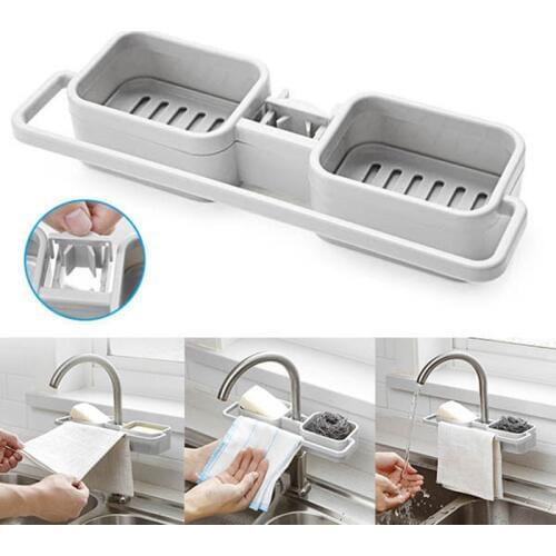 Plastic Faucet Drain Storage Rack Home Kitchen Sink Sponge Rag Bracket Rack Bathroom Towel Soap Box Shelf Hanging Storage Holder