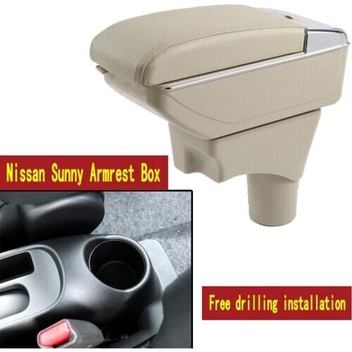 For Nissan Sunny Versa armrest box central Store content box with cup holder ashtray USB Sunnny Versa armrests box