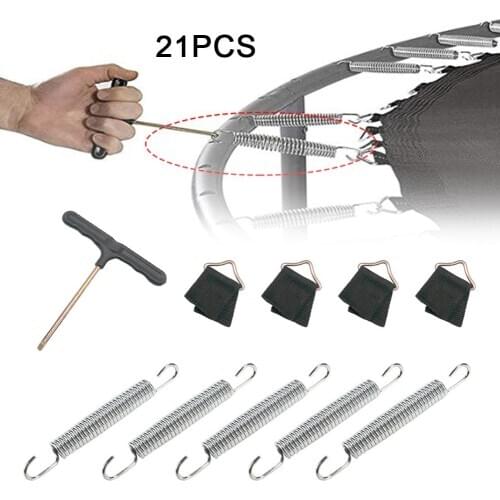 Stainless Steel Trampoline Springs T-Hook V-Ring Jumping Bed Accessories Kit Set