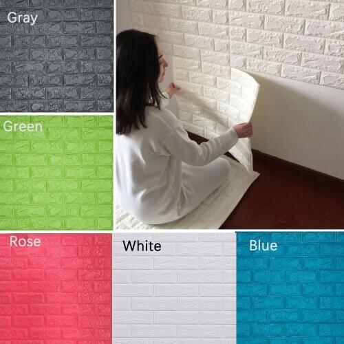 1PCS 3D Stone Brick Self-adhesive Wall Sticker Panel Waterproof Soft Foam Wallpaper