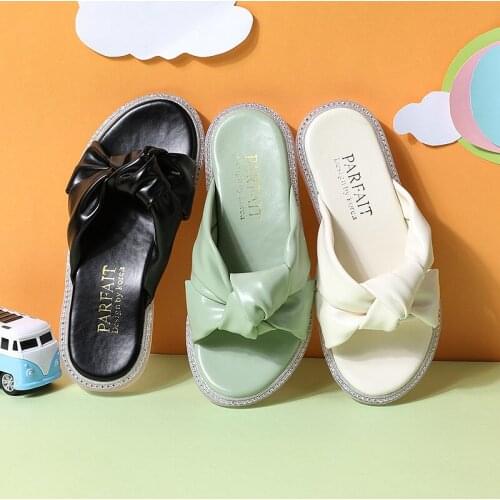 CUZULLAA Summer Children Girls Butterfly-Knot Beach Sandals Slippers Shoes Kids Non-slip Fashion Sandals Size 26-36