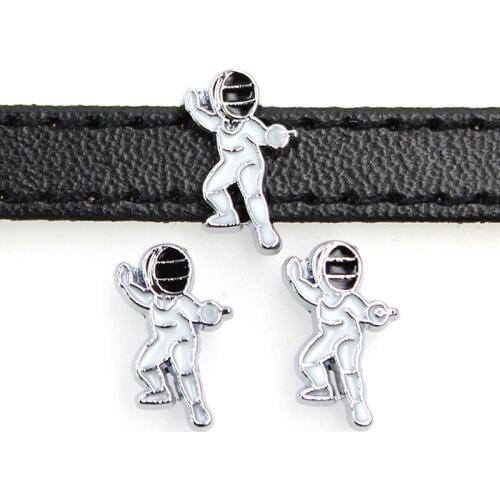 8mm Color Sport Swordman Slide Charms Flat Hole Enamel Beads Keeper Fit 8mm Stainless Steel Mesh Bracelets DIY Jewelry Making
