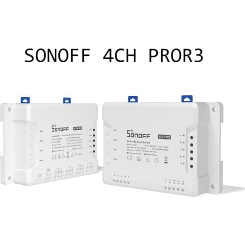 Sonoff 4CH PRO R3 Smart Wifi RF Switch 4 Gang 3 Working Modes Inching Interlock Smart Home Ewelink Switch Work With Alexa Google
