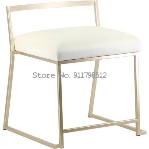 Light luxury dressing chair stool backrest modern minimalist iron dining chair bedroom fashion creative ins wind Nordic makeup