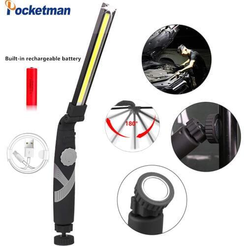LED Work Light Rechargeable USB Inspection Light COB LED Work Lamp Portable Work Light with Rotary Switch & Swivel Magnetic Base