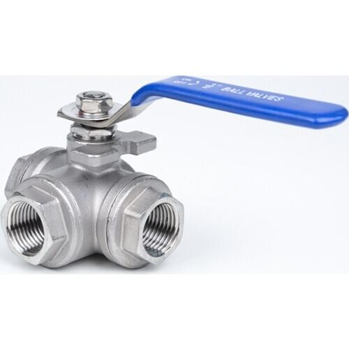 304 Stainless Steel Three-way Ball Valve L Type T Type 1/4" 3/8" 1/2" 3/4" 1" DN8 DN10 DN15 DN20 DN25 BSP Female thread