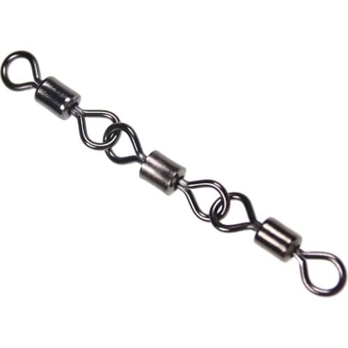 10pcs Large Saltwater Fishing Three Joint Rolling Swivels With Solid Rings Fishing Leader Line Connector Terminal Tackle