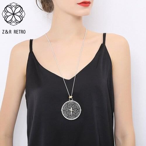 Vintage Long Chains Necklace Trend Hollow Clock Shape Suspension Pendants 2021 Fashion Costume Jewelry for Women Goth Accessory