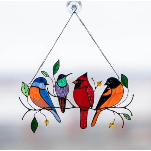 Birds Stained Glass Window Hanger Sun Catcher Bird Species Stained Pendant Acrylic Birds Hanging Mothers Day Fathers Day Gift