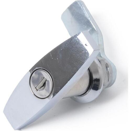 Keyed Garage Door Lock T -Handle Assembly for Trailer Caravan RV Toolbox - Chrome