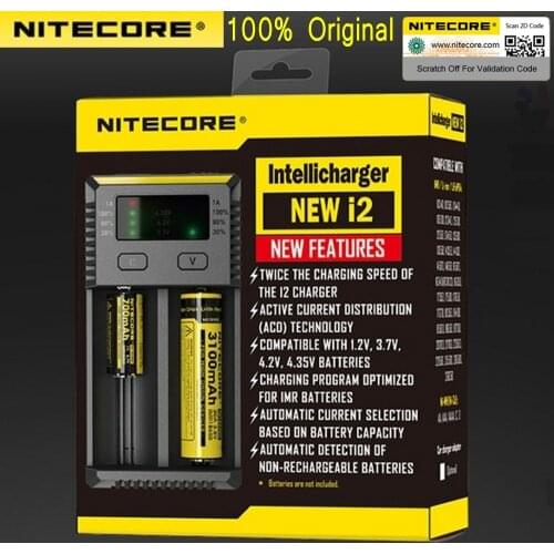 Nitecore New I2 Digicharger LCD Intelligent Circuitry Global Insurance li-ion 18650 14500 16340 26650 Battery Charger