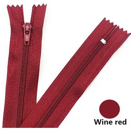 10pcs 4Inch-24inch(10cm-60Cm) Wine red Nylon Coil Zippers for Tailor Sewing Crafts Nylon Zippers Bulk