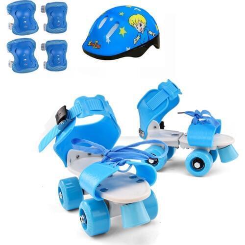 1 Pair Children Double Line Skates Shoes for Kids Skating Equipments Set 4 Wheels Roller Indoor Quad Parallel Adjustable Patines
