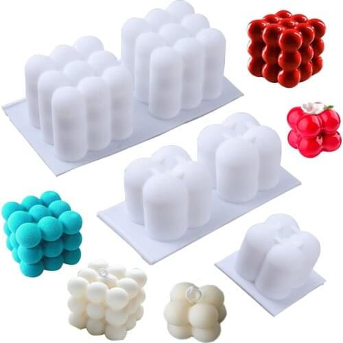 1PCS Rubiks Cube Candles Silicone Mold 3D Aromatherapy Plaster Candle Hand-made Baking Chocolate Dessert Cake Mould Tool