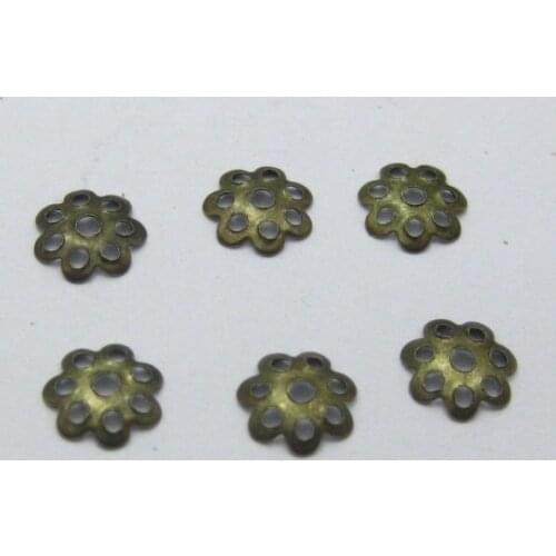 1000 Bronze Flower End Bead Caps Jewelry Findings 8mm