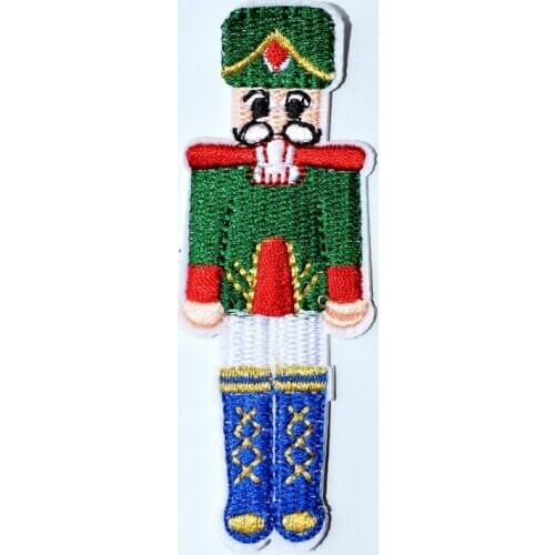 Christmas Nutcracker Green Dress Embroidered Iron On Applique Patch ~ British Soldier Standing (Size is about 3.5 * 9 cm)