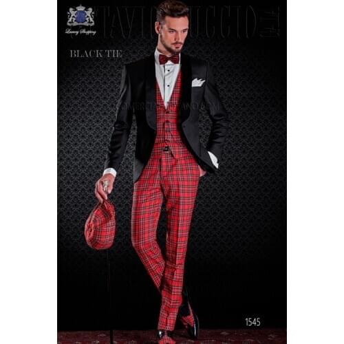 2020 Italian Style Shawl Lapel Wedding Party Tuxedos For Men Groomsmen Groom Wear Wedding Suits Bridegroom (Jacket+Pants+Vest)