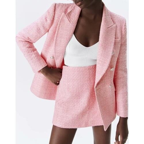 2021 Spring Fall Slim Chic V-neck Fashionable Simple Youth Suits Pink Lady 2-piece Shorts Suit OL Style Formal Pockets Female