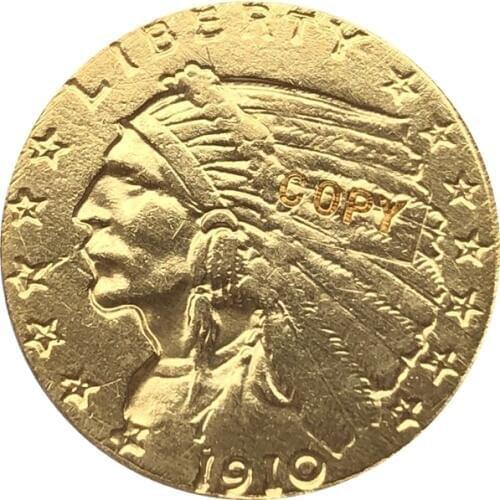 24-K gold plated 1910 $5 GOLD Indian Half Eagle Coin Copy Free shipping