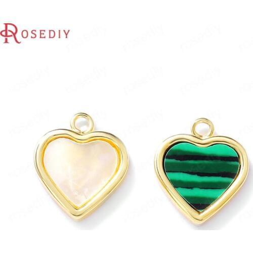 38992)4PCS 10x12MM 24K Gold Color Brass Heart Charms Pendants Jewelry Making Supplies Diy Findings Accessories