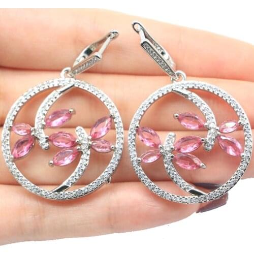 18x8mm Beautiful Created Green Peridot Natural White CZ Gift For Girls Silver Earrings