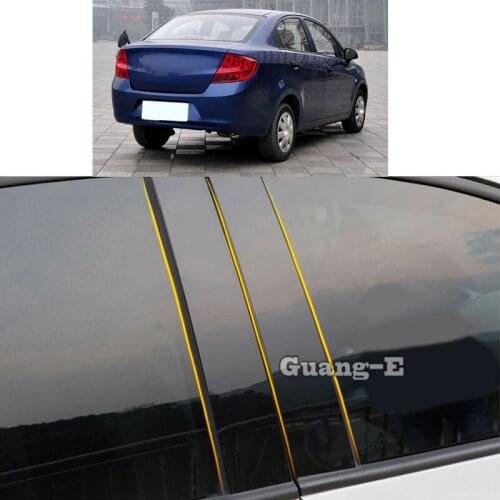 Car PC Material Pillar Post Cover Door Trim Window Piano Black Molding Sticker Plate Parts For Chevrolet Sail 2010 2011-2013