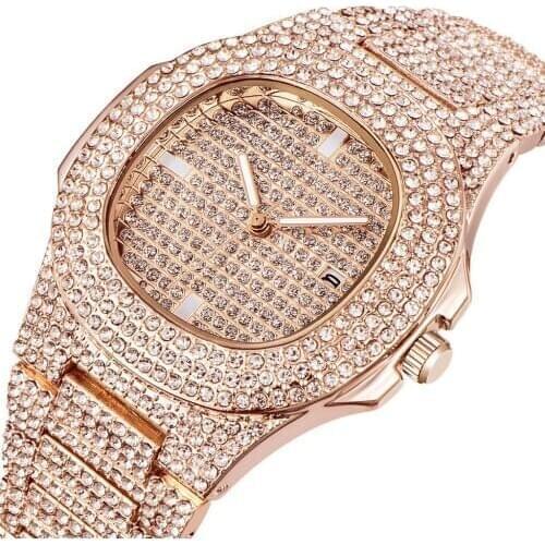 Diamond Watch Silver stainless steel Luxury Gift Full Diamond Watch For dropshipping male watch women watches top brand luxury