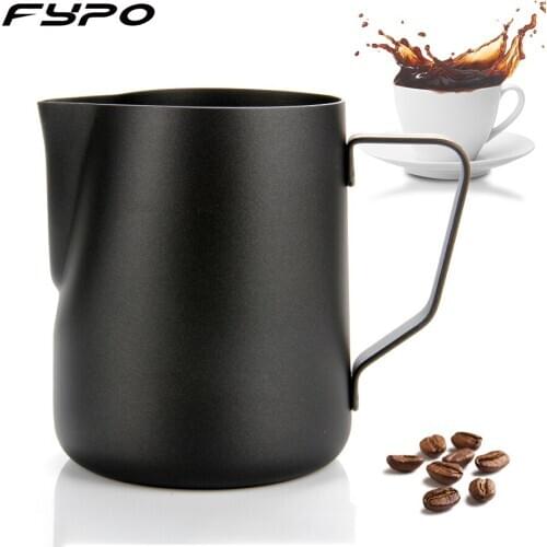 Black Stainless Steel Espresso Cup Milk Frother Coffee Cup Cappuccino Cream Milk Foam Mug Milk Frothing Jug for Home Cafe Late