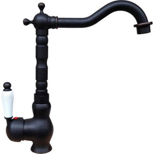 Black Oil Rubbed Bronze Kitchen Wet Bar Bathroom Vessel Sink Faucet Mixer Tap Single Hole Swivel Spout One Handle mnf337
