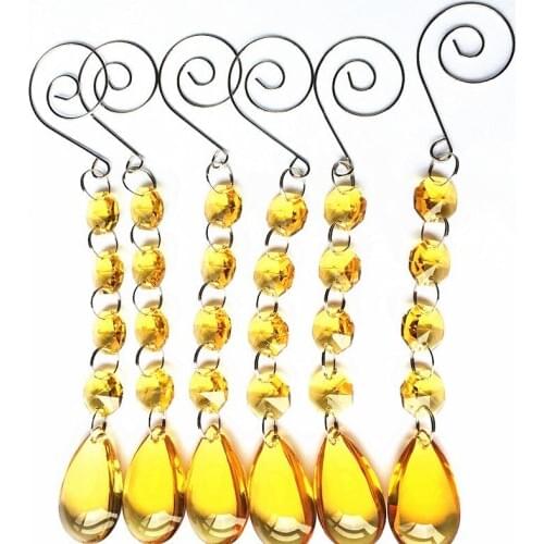 Chandelier Parts Prims Pendants 40PCS Gold 170mm Garland Strands Glass Crystal Cake Accessories Crystal Wedding Party Decoration
