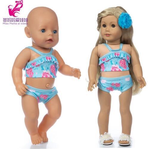 17 inch baby doll bikini with head flower 18 inch american og girl doll swim clothes with head flowers