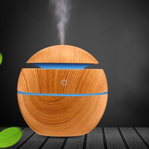 Electric Humidifier Ultrasonic Aroma Essential Oil Diffuser Wood Grain Humidifier Usb Air Mini Fog Maker Led Light