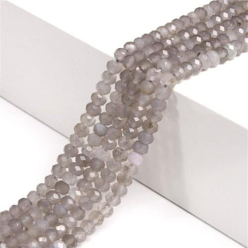 Faceted Gray Agat UFO Shape Beads Wholesale 15.5" 4*6 mm Small Grey Stone Abacus Beaded DIY Making Jewelry Findings Bracelets