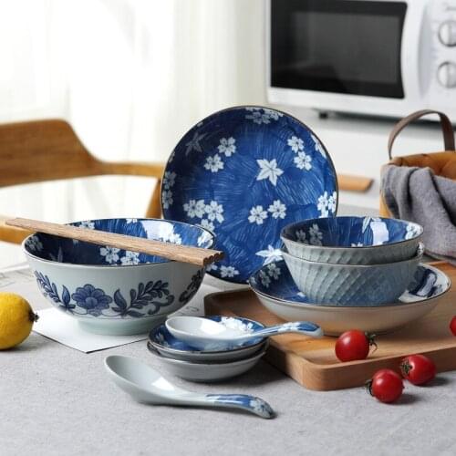 Ceramic Tableware Japanese-style Underglaze Color Ceramic 11 Pieces Western Ceramic Tableware Set Household Dishes Eco Friendly