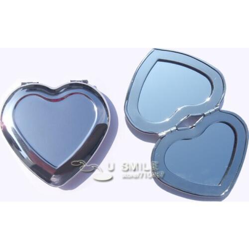100XEngraved Heart Shaped Compact Mirrors Blank Silver Makeup Mirror Bridal Wedding Favors Gift FREE Shipping