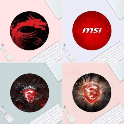 MSI Dragon Logo Keyboards Mat Rubber Mousepad Desk Mat Small Rubber Desk Table Protect Game Office Work Round Mouse Mat Pad