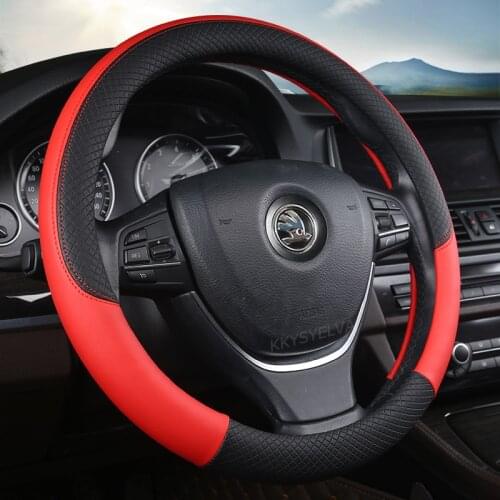 Leather Car Steering Wheel Cover Anti-slip for Skoda Rapid Spaceback Auto interior Accessories