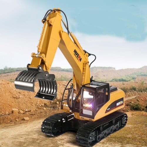 2.4GHz 16CH RC Alloy Log Grabbing Machine With Independent Arms RC Log Grabber 360 Degree Spin Tank Tread Trunk Car Toys 1570