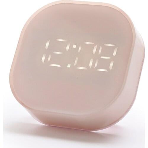 Mini Square Silent Bedside Alarm Clock USB Intelligent Temperature Sensing Magnetic Attraction Luminous Wall Clock Desk Decor