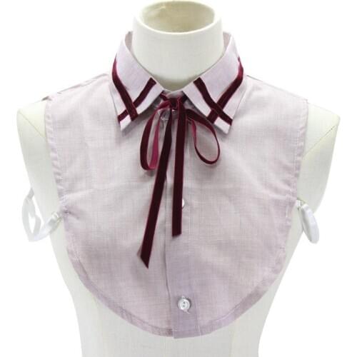 Fashion decorative letter lattice wild shirt Pearl embroidered butterfly White Shirt Collar False Detachable Shirt Sweater Tie