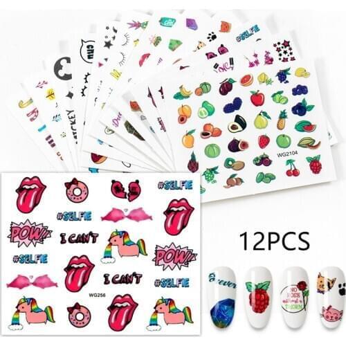 2021 Summer New Nail Sticker Fashion Cute Print Pattern Designs Water Transfer Decal Nail Art Decorations
