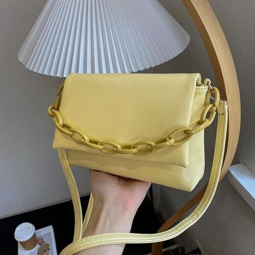 Solid Flap Shoulder Bag Fashion Simple Crossbody Bags For Women Chain Cross Body Messenger Bags Pu Leather Female Handbags